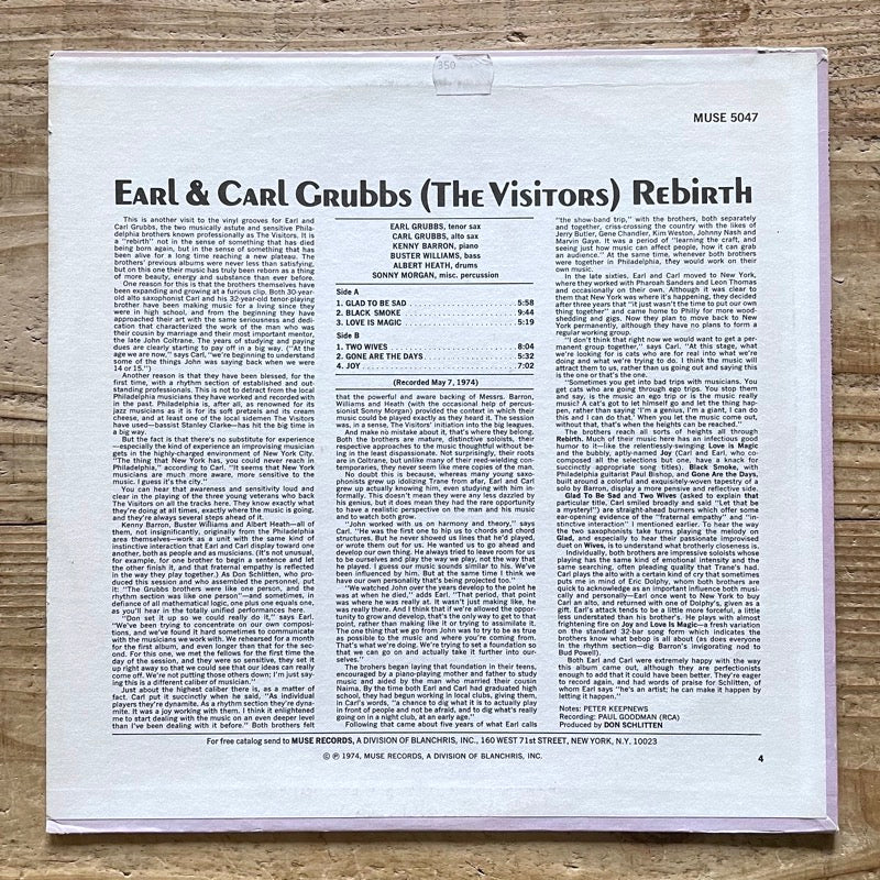 EARL & CARL GRUBBS (THE VISITORS) / REBIRTH - US Muse Original