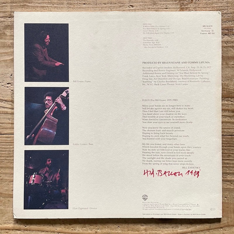 BILL EVANS / YOU MUST BELIEVE IN SPRING - German Warner Bros. Original