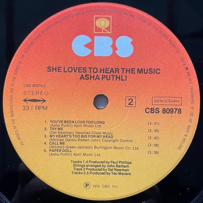 ASHA PUTHLI / SHE LOVES TO HEAR THE MUSIC - Dutch CBS