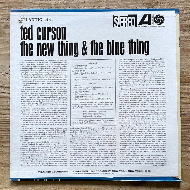 TED CURSON / NEW THING & THE BLUE THING - US Atlantic Original