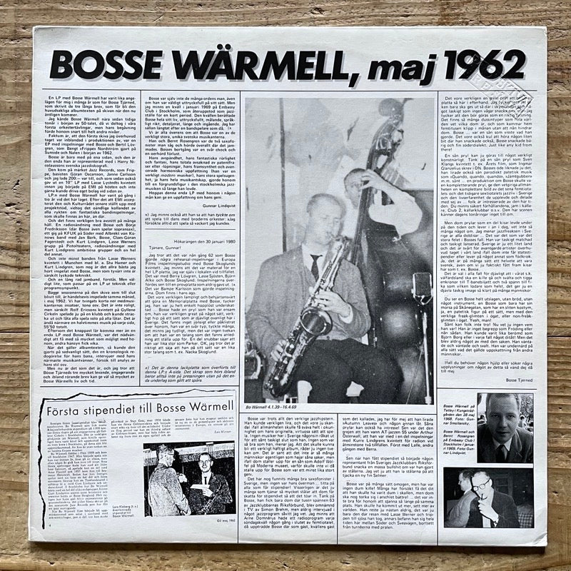 BOSSE WARMELL, maj 1962 - Swedish Odeon Original