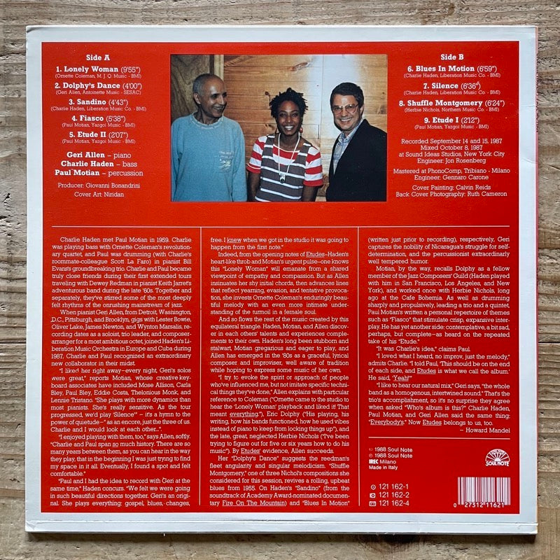 CHARLIE HADEN, PAUL MOTIAN feat. GERI ALLEN / ETUDES - Italian Soul Note Original