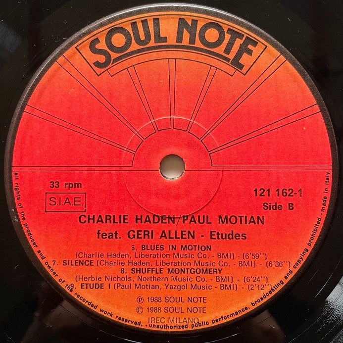 CHARLIE HADEN, PAUL MOTIAN feat. GERI ALLEN / ETUDES - Italian Soul Note Original