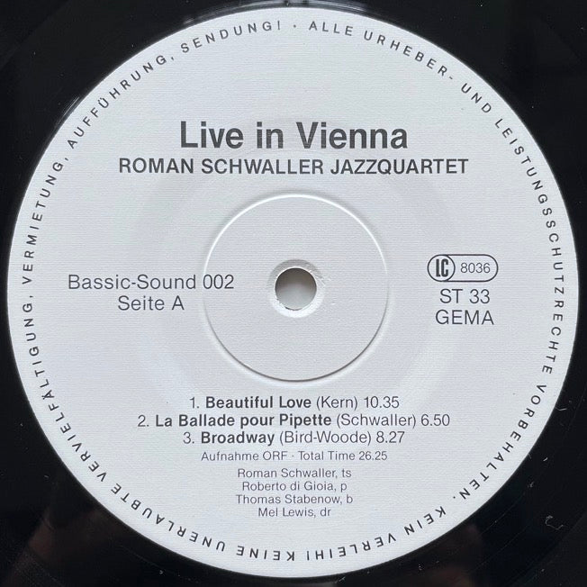 ROMAN SCHWALLER JAZZQUARTET / LIVE IN VIENNA - German Basic-Sound Original