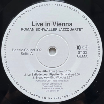 ROMAN SCHWALLER JAZZQUARTET / LIVE IN VIENNA - German Basic-Sound Original