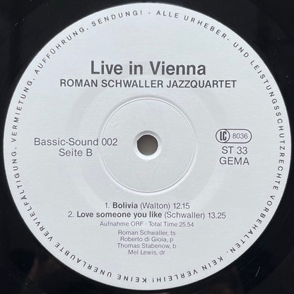 ROMAN SCHWALLER JAZZQUARTET / LIVE IN VIENNA - German Basic-Sound Original