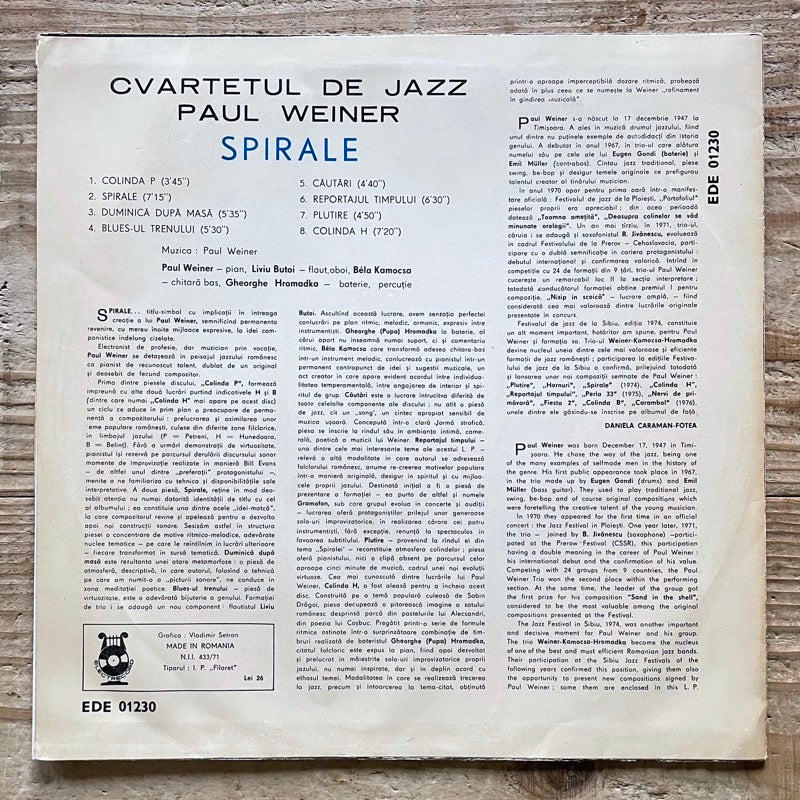 PAUL WEINER / SPIRALE - Romanian Electrecord Original