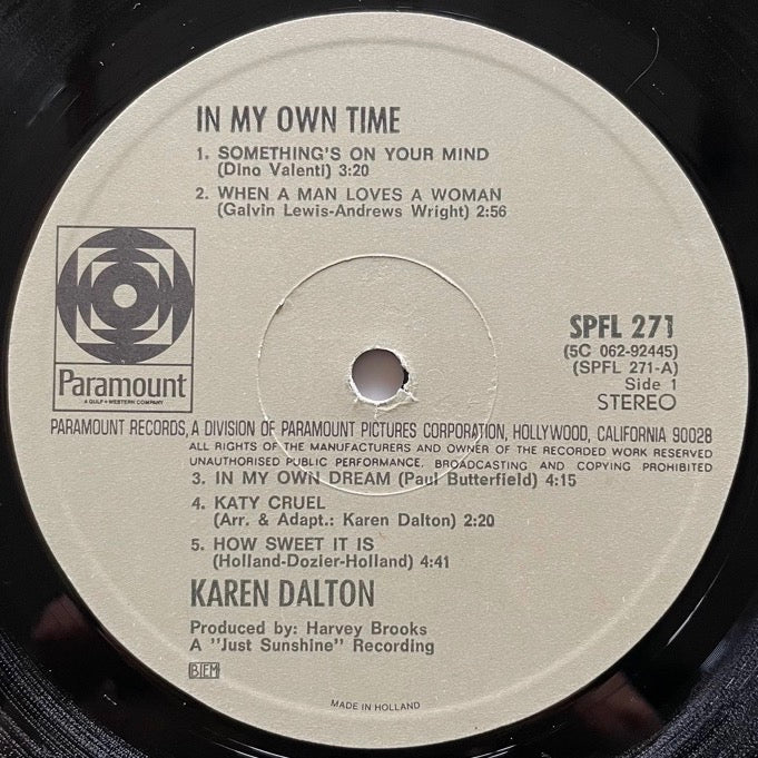 KAREN DALTON / IN MY OWN TIME - Dutch Paramount