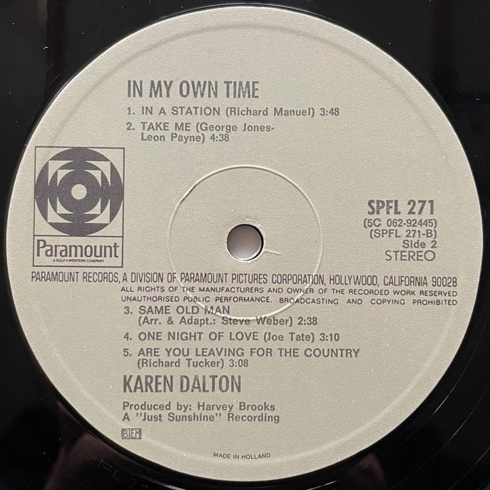 KAREN DALTON / IN MY OWN TIME - Dutch Paramount