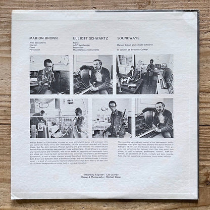 MARION BROWN - ELLIOTT SCHWARTZ / SOUNDWAYS - US Bowdoin College Music Press Original