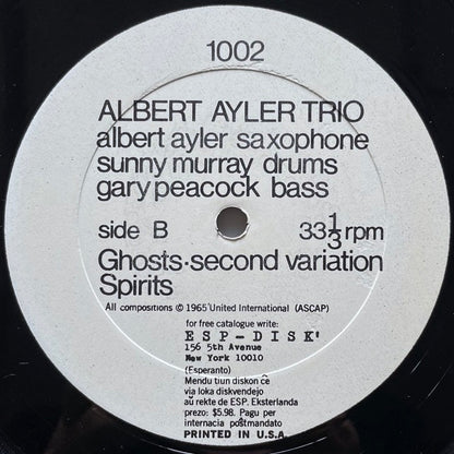 ALBERT AYLER TRIO / SPIRITUAL UNITY - US ESP-DISK
