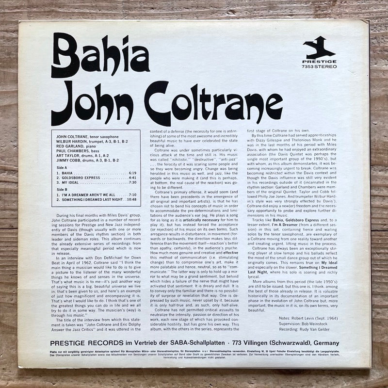 JOHN COLTRANE / BAHIA - German Saba