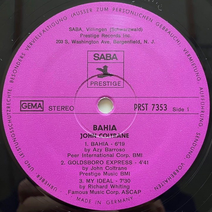 JOHN COLTRANE / BAHIA - German Saba