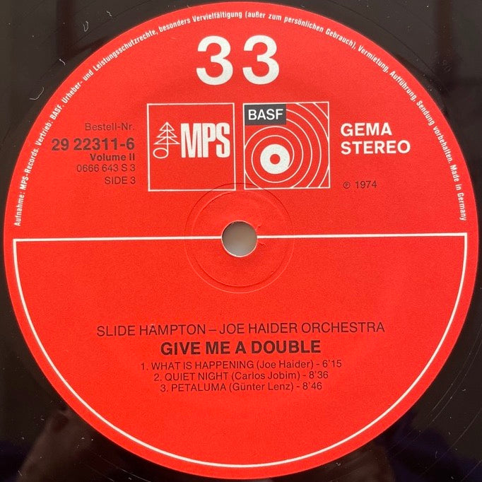 SLIDE HAMPTON – JOE HAIDER ORCHESTRA / GIVE ME A DOUBLE (2LP) - German MPS Original