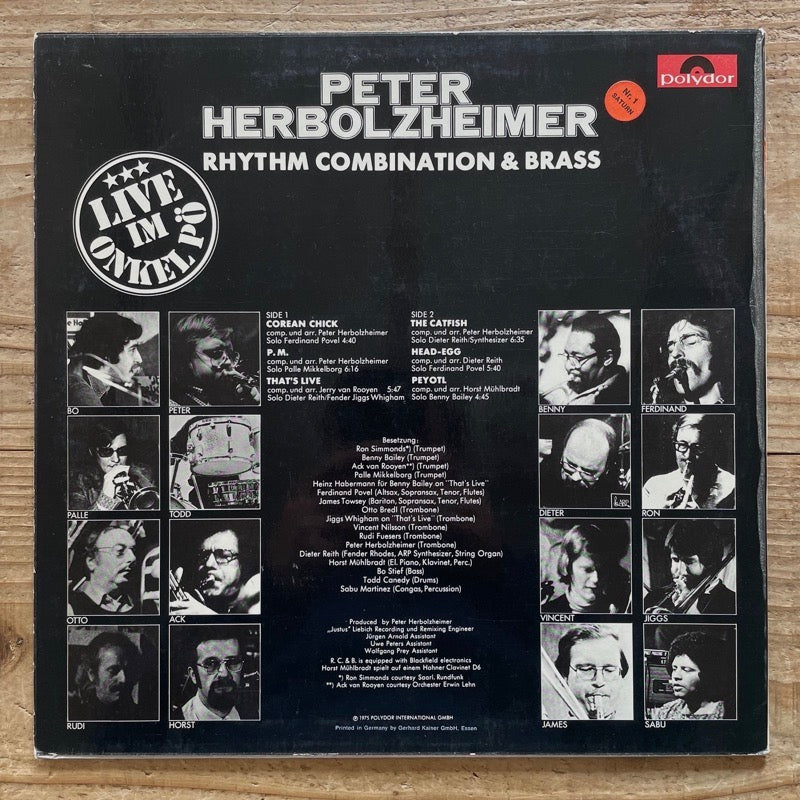 PETER HERBOLZHEIMER RHYTHM COMBINATION & BRASS / LIVE IM ONKEL PO - German Polydor Original