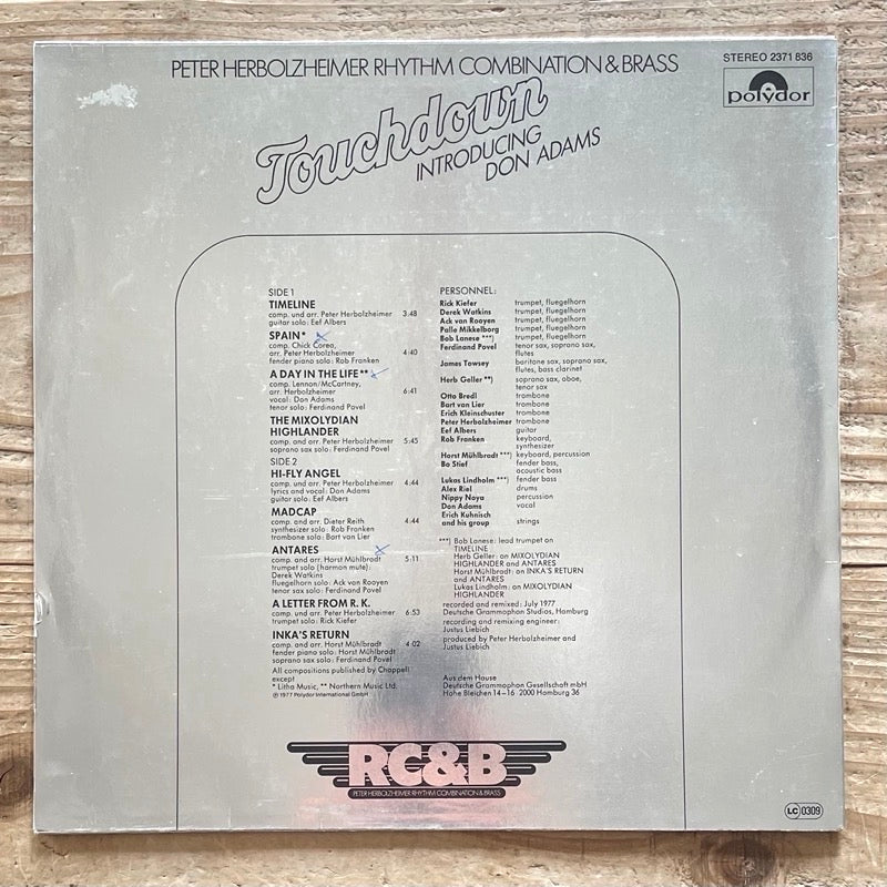 PETER HERBOLZHEIMER RHYTHM COMBINATION &amp; BRASS / TOUCHDOWN - German Polydor Original