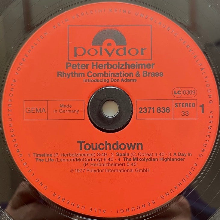 PETER HERBOLZHEIMER RHYTHM COMBINATION &amp; BRASS / TOUCHDOWN - German Polydor Original