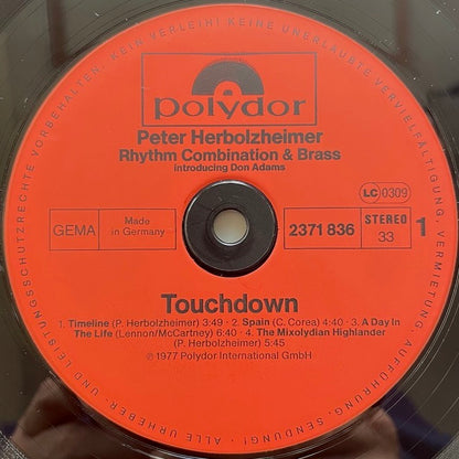 PETER HERBOLZHEIMER RHYTHM COMBINATION &amp; BRASS / TOUCHDOWN - German Polydor Original