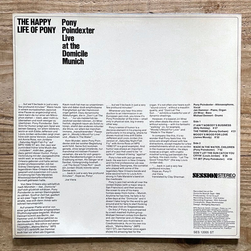 PONY POINDEXTER / HAPPY LIFE OF PONY - German Session Original