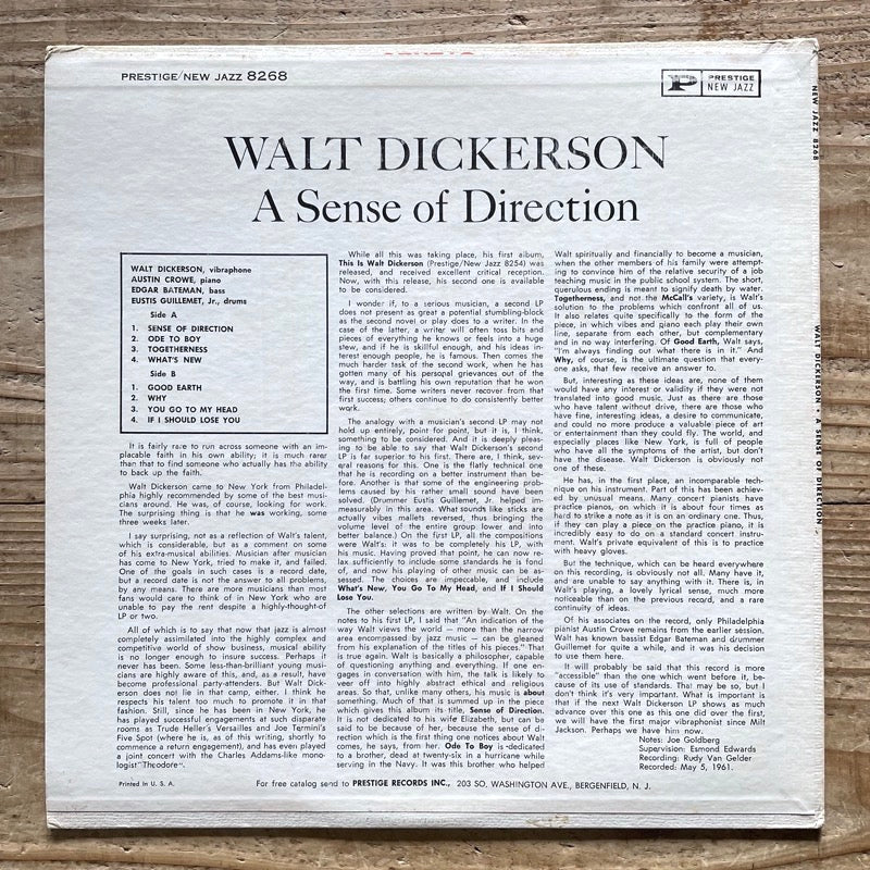 WALT DICKERSON / A SENSE OF DIRECTION - US New Jazz