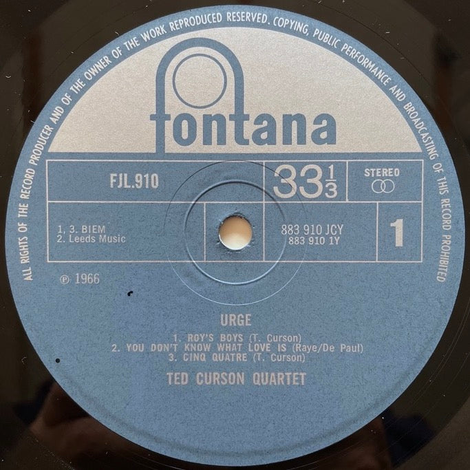 TED CURSON QUARTET / URGE - Dutch Fontana Original