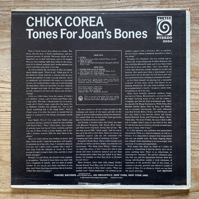 CHICK COREA / TONES FOR JOAN'S BONES - US Vortex Original