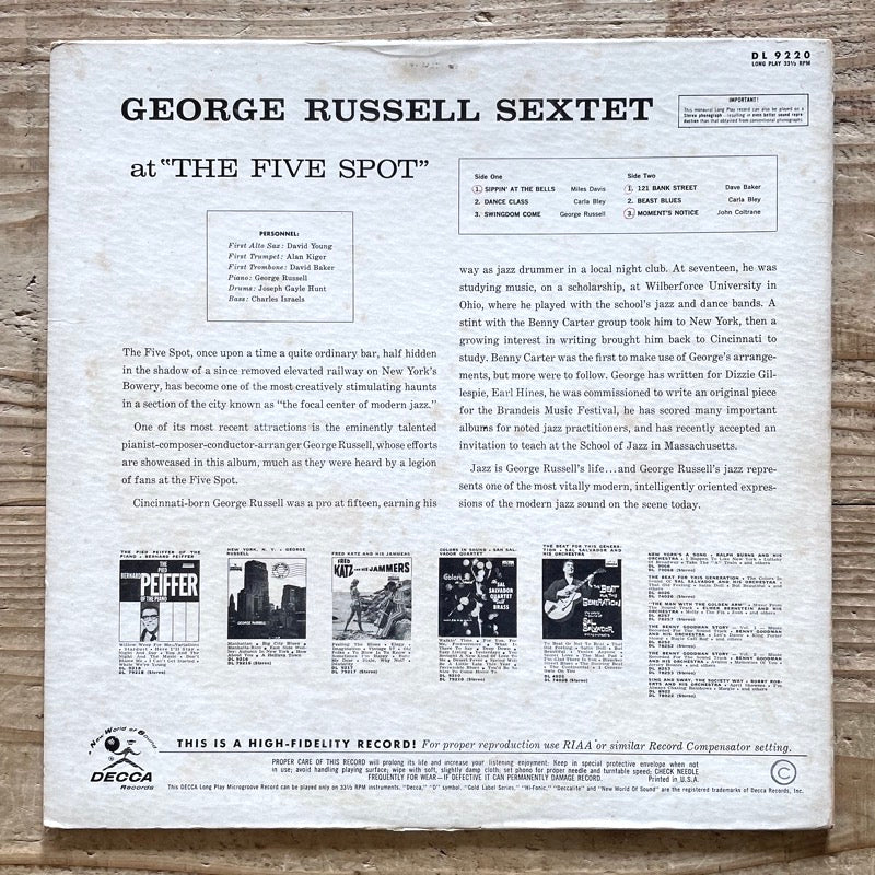 GEORGE RUSSELL SEXTET AT THE FIVE SPOT - US Decca Original
