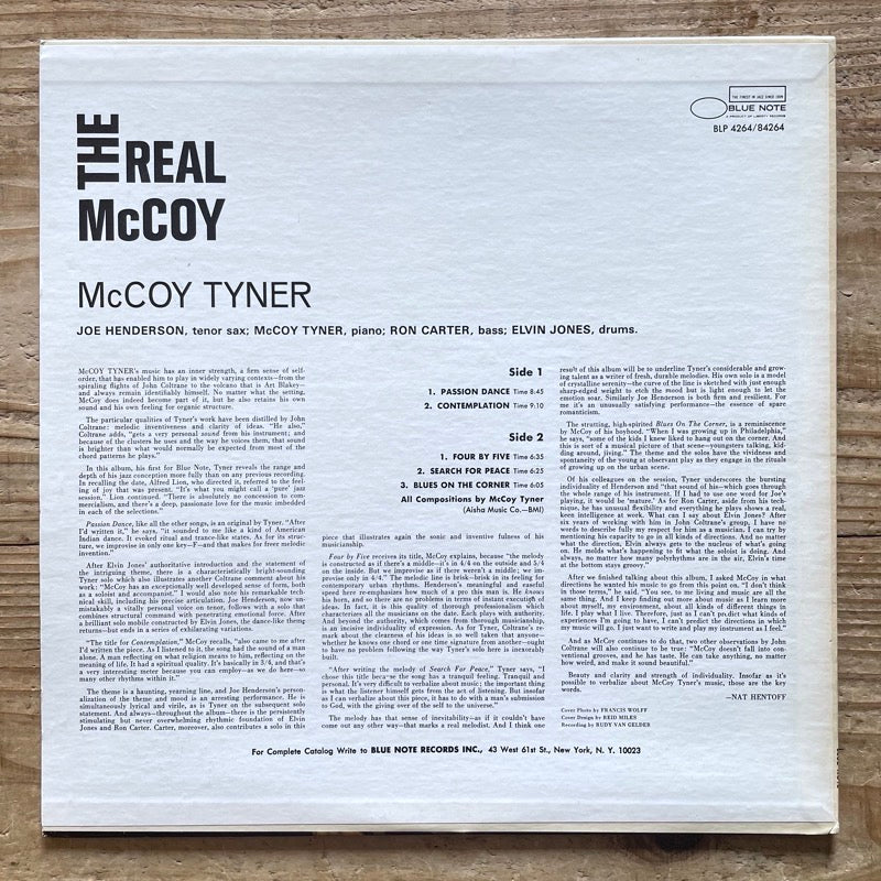 McCOY TYNER / REAL McCOY - US Blue Note Liberty – ALORECORD