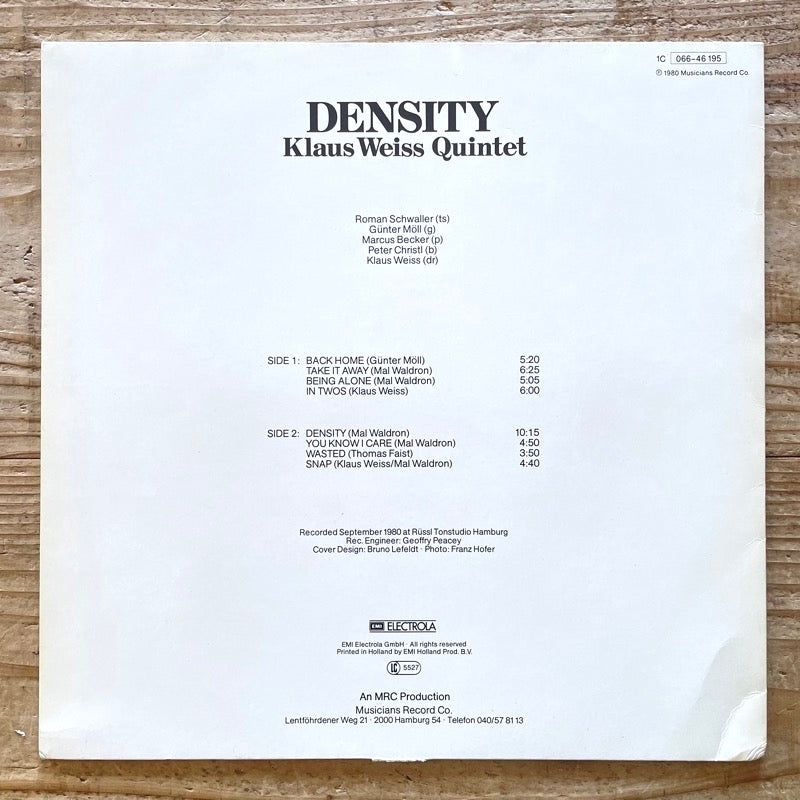 KLAUS WEISS QUINTET / DENSITY - German MRC Original