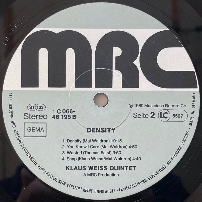 KLAUS WEISS QUINTET / DENSITY - German MRC Original