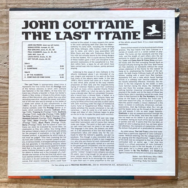 JOHN COLTRANE / THE LAST TRANE - US Prestige Original