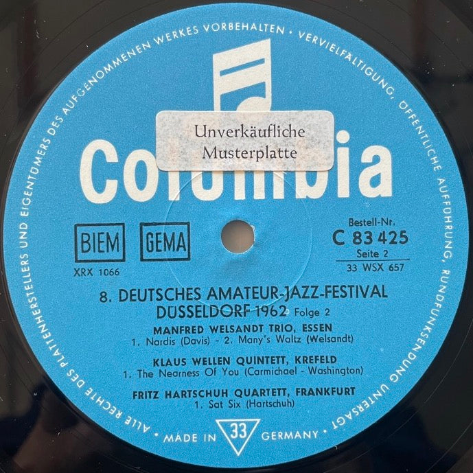 VA / 8. DEUTSCHES AMATEUR-JAZZ-FESTIVAL DUSSELDORF 1962 FOLGE 2 - German Columbia original