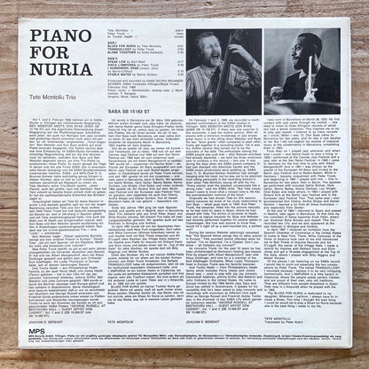 TETE MONTOLIU TRIO / PIANO FOR NURIA - German Saba Original