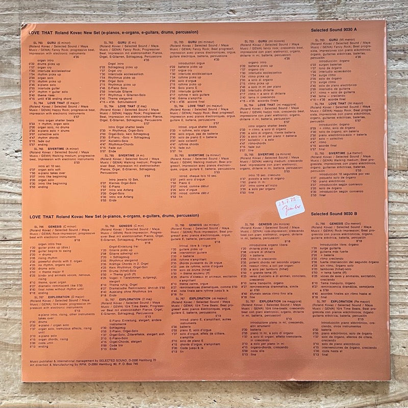 ROLAND KOVAC NEW SET / LOVE THAT - German Selected Sound Original