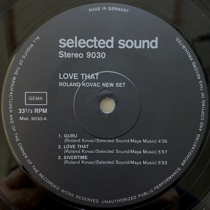 ROLAND KOVAC NEW SET / LOVE THAT - German Selected Sound Original