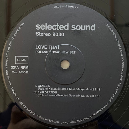 ROLAND KOVAC NEW SET / LOVE THAT - German Selected Sound Original