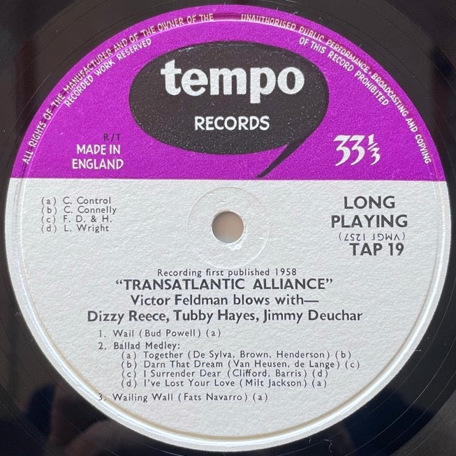 VICTOR FELDMAN with TUBBY HAYES, DIZZY REECE / TRANSATLANTIC ALLIANCE - UK Tempo Original