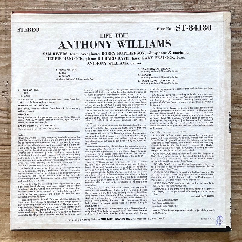 ANTHONY WILLIAMS / LIFE TIME - US Blue Note Liberty