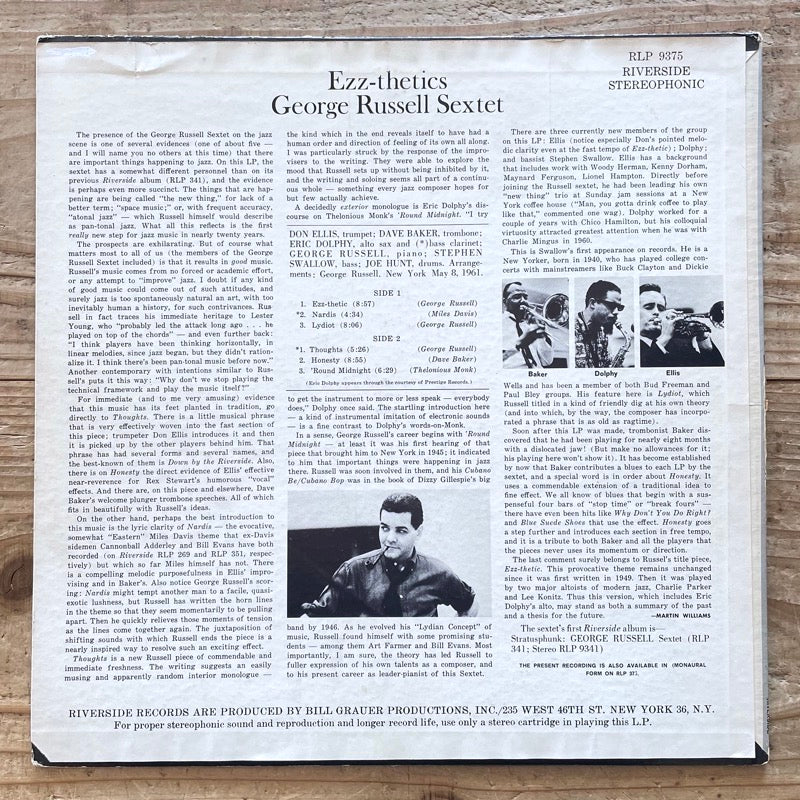 GEORGE RUSSELL SEXTET / EZZ-THETICS - US Stereo Original