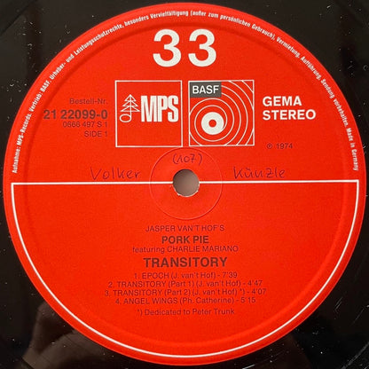 JASPER VAN'T HOF'S PORK PIE feat. CHARLIE MARIANO / TRANSITORY - German MPS Original