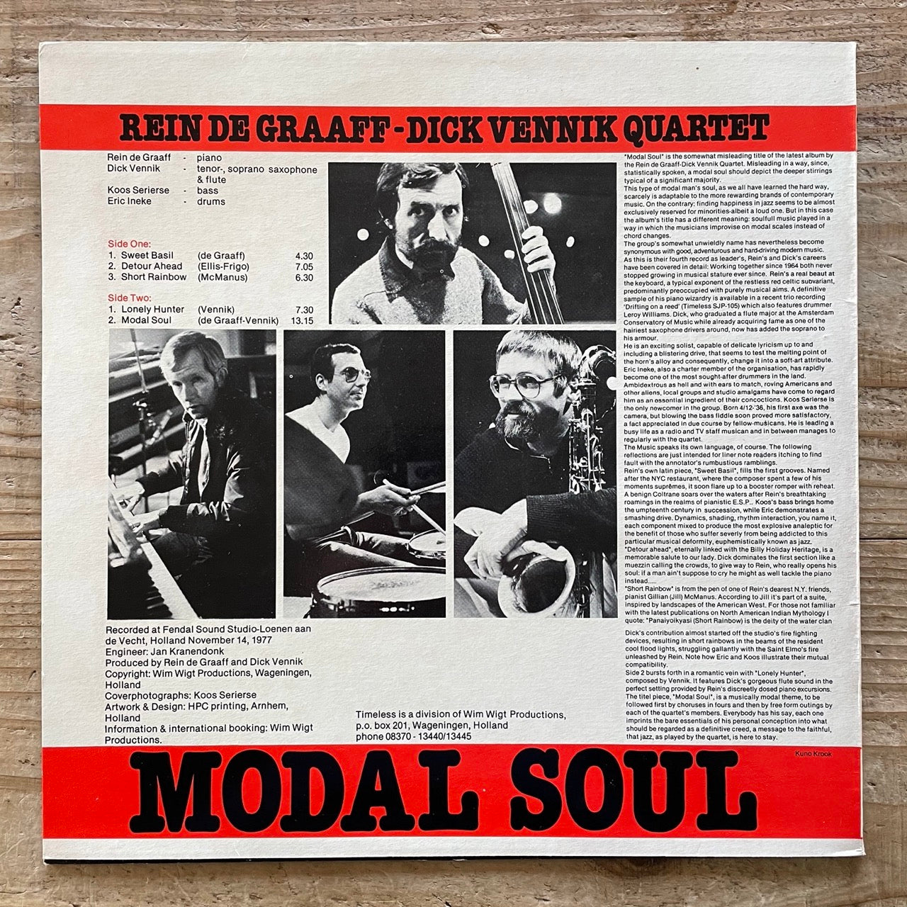 REIN DE GRAAFF - DICK VENNIK QUARTET / MODAL SOUL - Dutch Timeless original