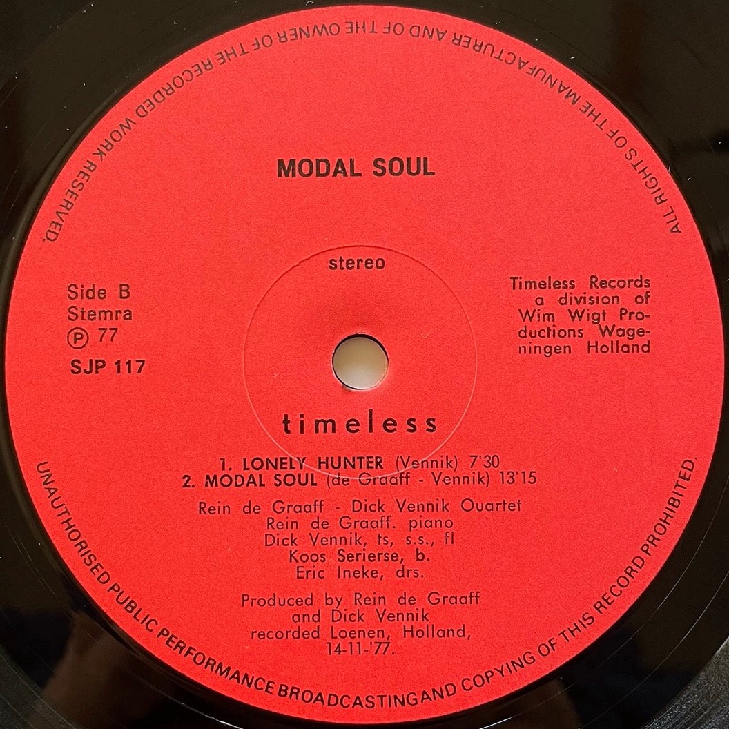 REIN DE GRAAFF - DICK VENNIK QUARTET / MODAL SOUL - Dutch Timeless original