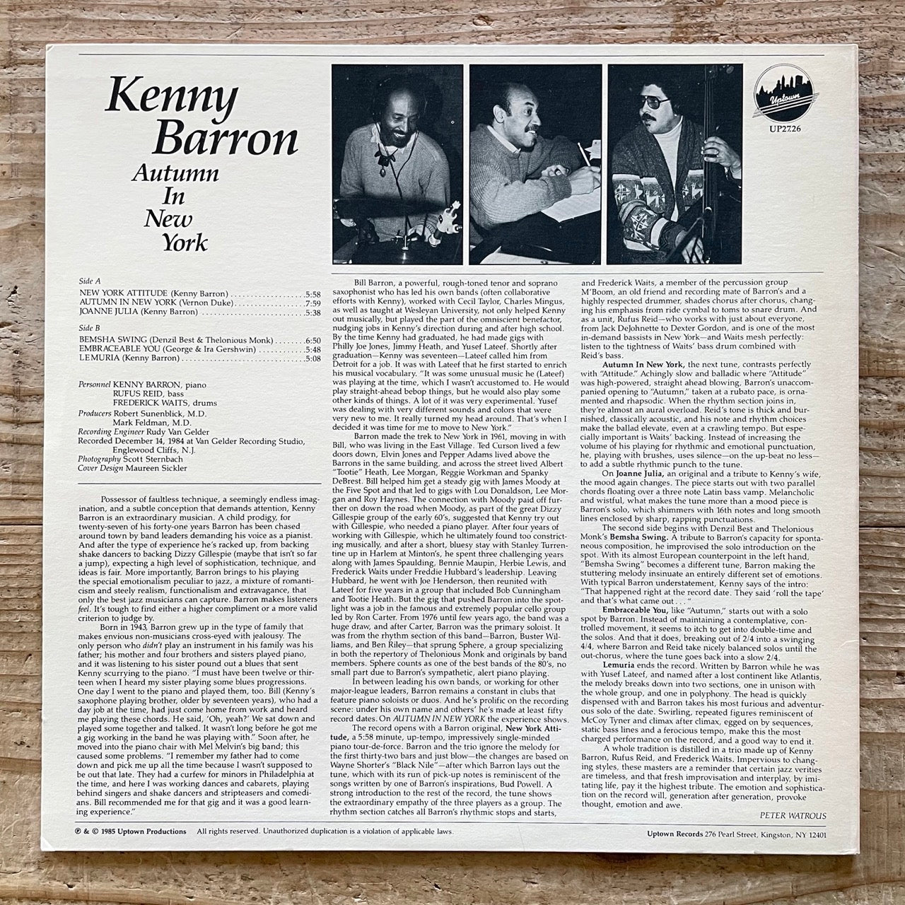KENNY BARRON TRIO / AUTUMN IN NEW YORK - US Uptown Original