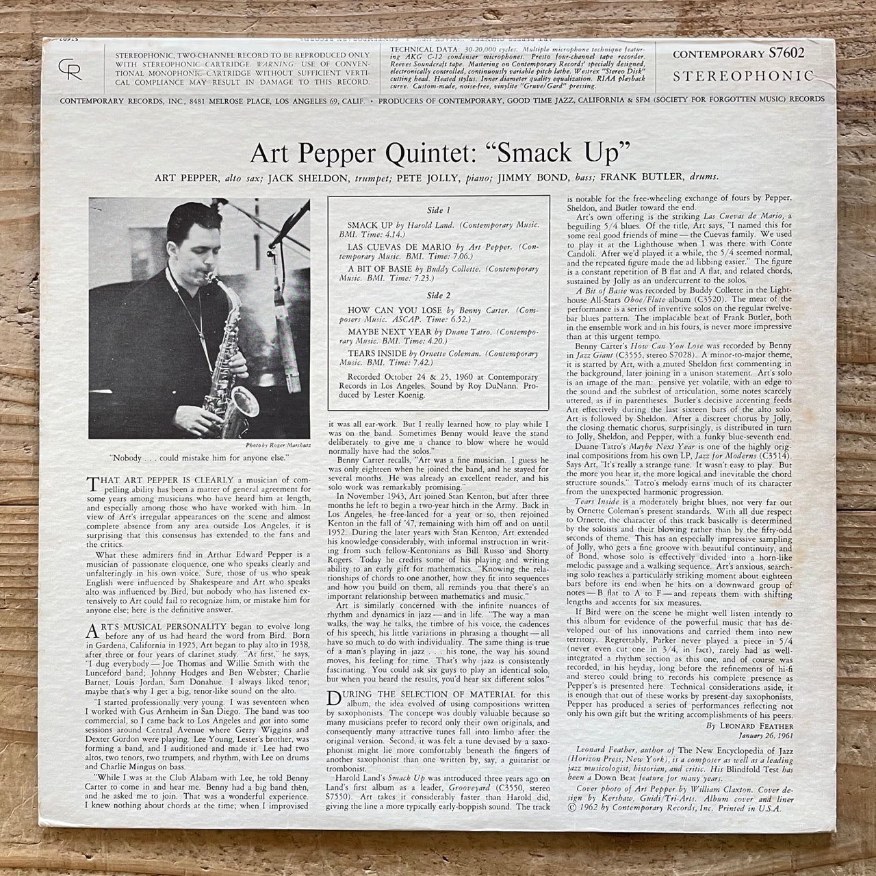 ART PEPPER QUINTET / SMACK UP - US Contemporary Original