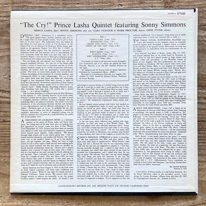 PRINCE LASHA QUINTET feat. SONNY SIMMONS / THE CRY! - US Contemporary