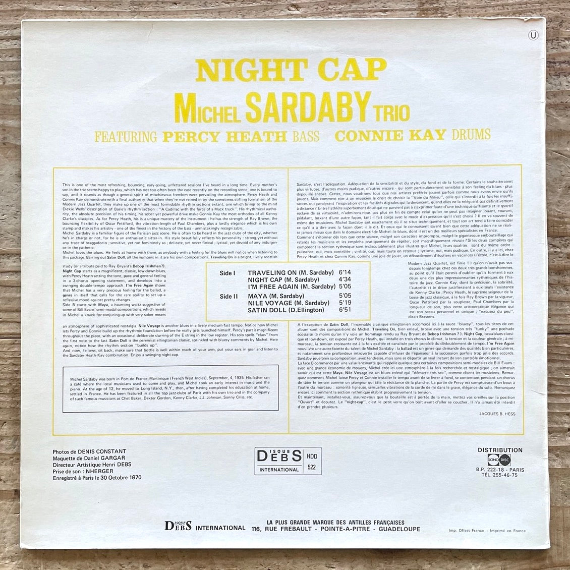 MICHEL SARDABY TRIO / NIGHT CAP - French Debs original