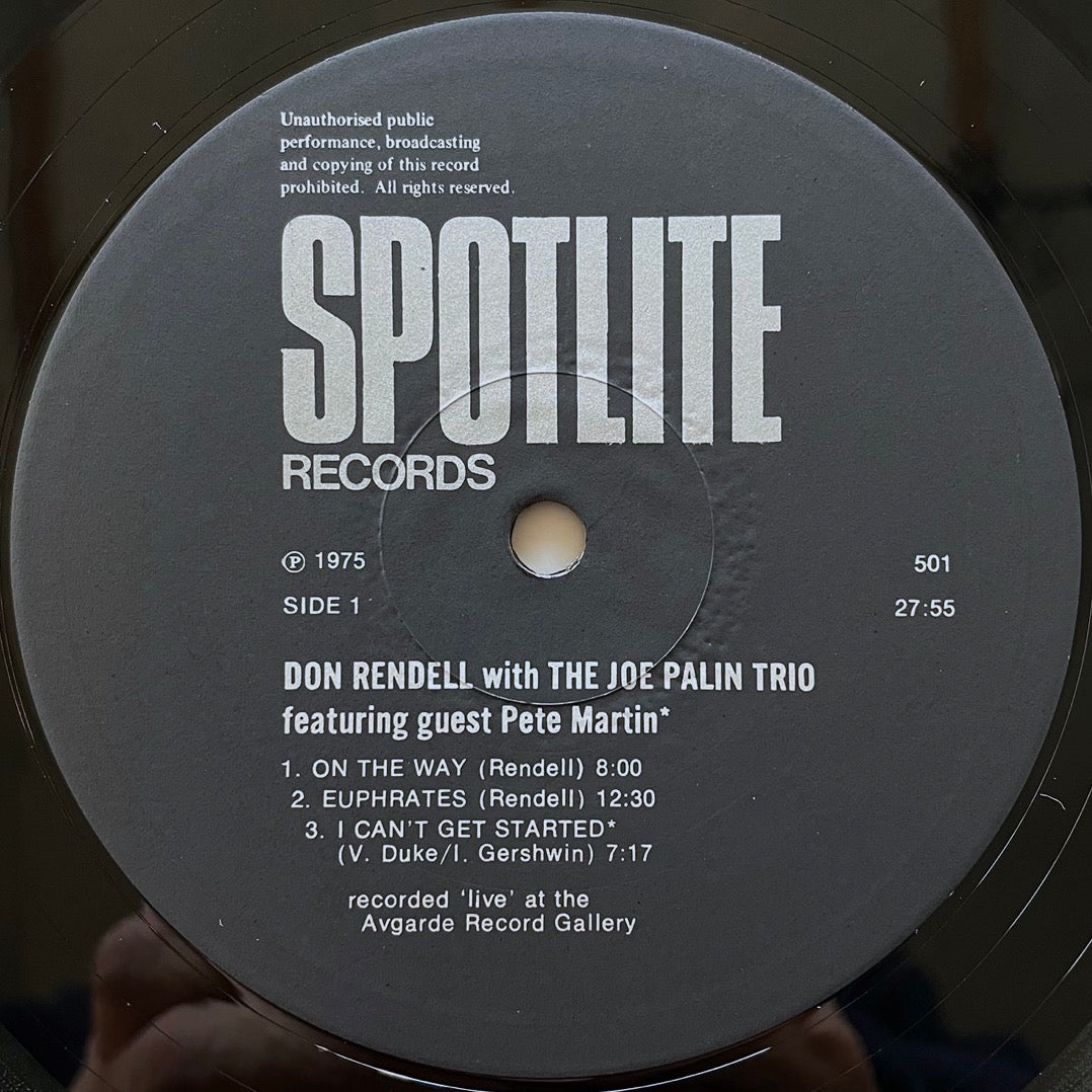 DON RENDELL with JOE PALIN TRIO / LIVE AT THE AVGARDE GALLERY MANCHESTER - UK Spotlite original