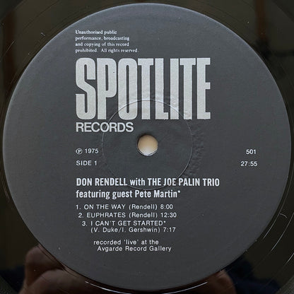 DON RENDELL with JOE PALIN TRIO / LIVE AT THE AVGARDE GALLERY MANCHESTER - UK Spotlite original