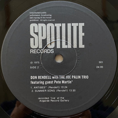 DON RENDELL with JOE PALIN TRIO / LIVE AT THE AVGARDE GALLERY MANCHESTER - UK Spotlite original
