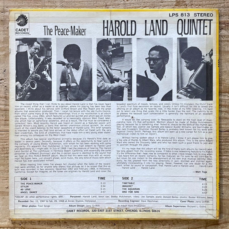 HAROLD LAND QUINTET / THE PEACE-MAKER - US Cadet original